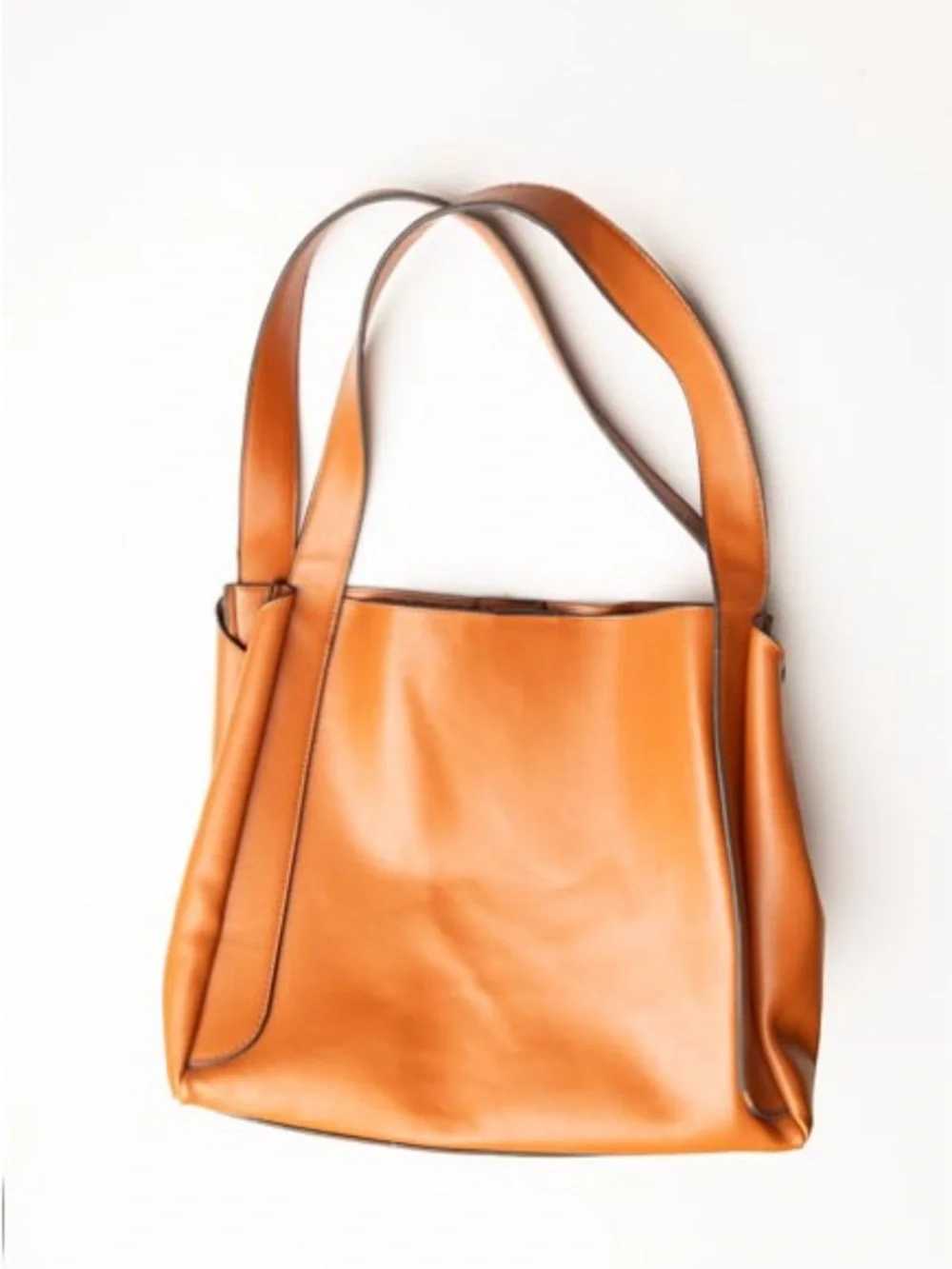 Women’s Tan Leather Tote Bag with Heart Detail